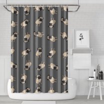 Cute Pug Puppies Shower Curtain 72"x72" ,Bathroom Decorative Shower Curtains Set with 12 Hooks,Modern Waterproof Washable Shower Curtain
