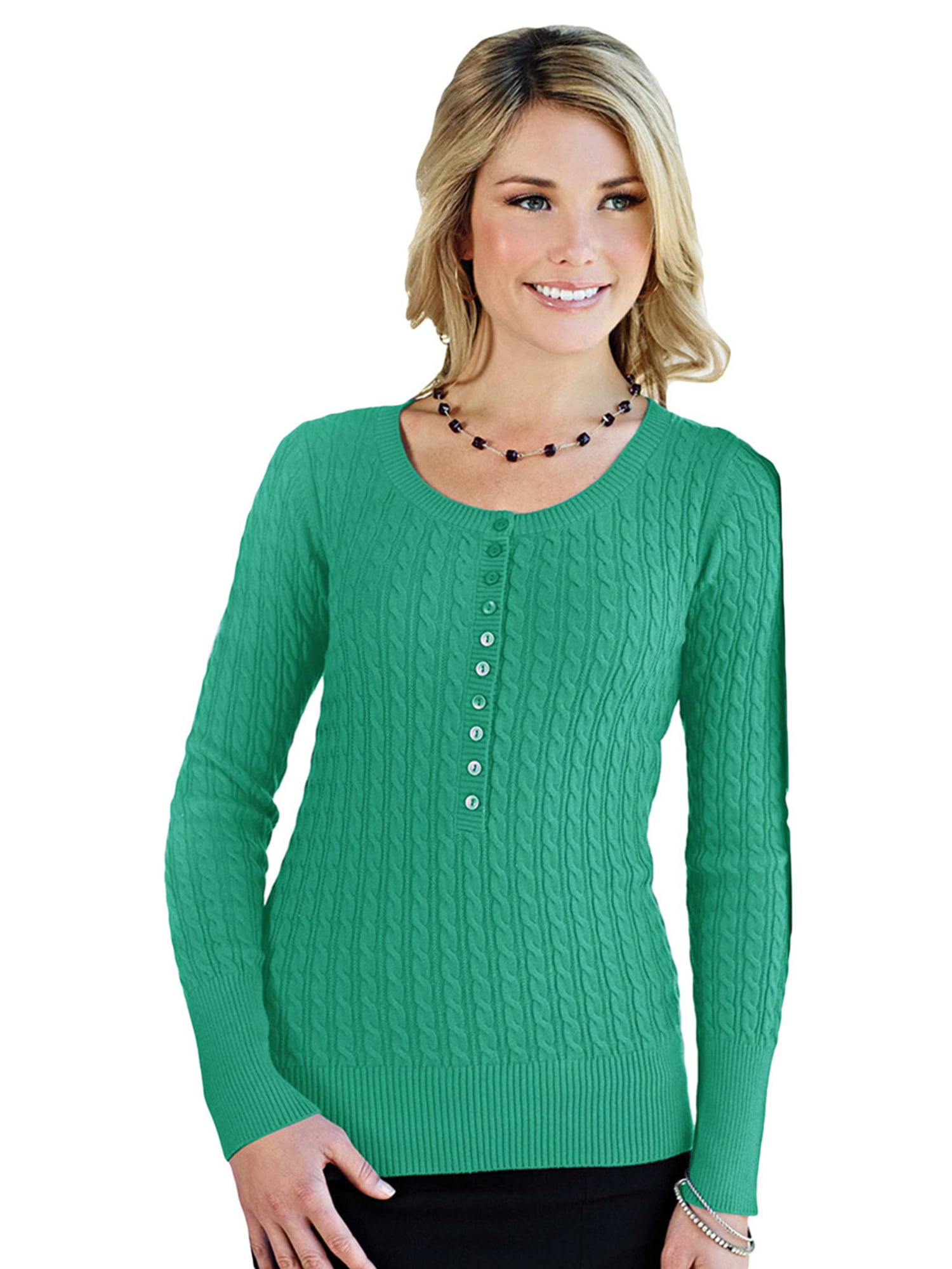 TriMountain TriMountain Women's Henley Scoop Neck Collar Sweater