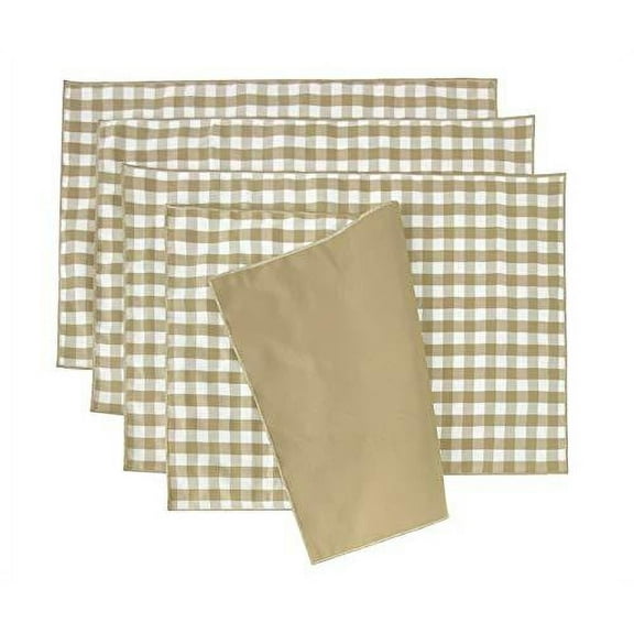 Fennco Styles Handmade Checkered Reversible Placemats 14" W x 20" L, Set of 4