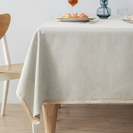 

solacol Outdoor Dining Table Cover Tablecloth Cotton Linen Table Cloth Fabric Wrinkle Free Washable Table Cover for Kitchen Dinning Tabletop Decor