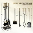 thumbnail image 2 of Fireplace Tools Set 5 Pieces Modern 30 Inch Outdoor Wrought Iron Fireplace Elegant Gold Handles Accessories Set, 2 of 5