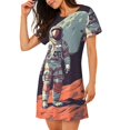 thumbnail image 2 of Vsdgher Astronaute avec Motif Drapeau Américain Chemise de Nuit à Manches Courtes Col Rond Mignonne Robe de Nuit Confortable, 2 of 6