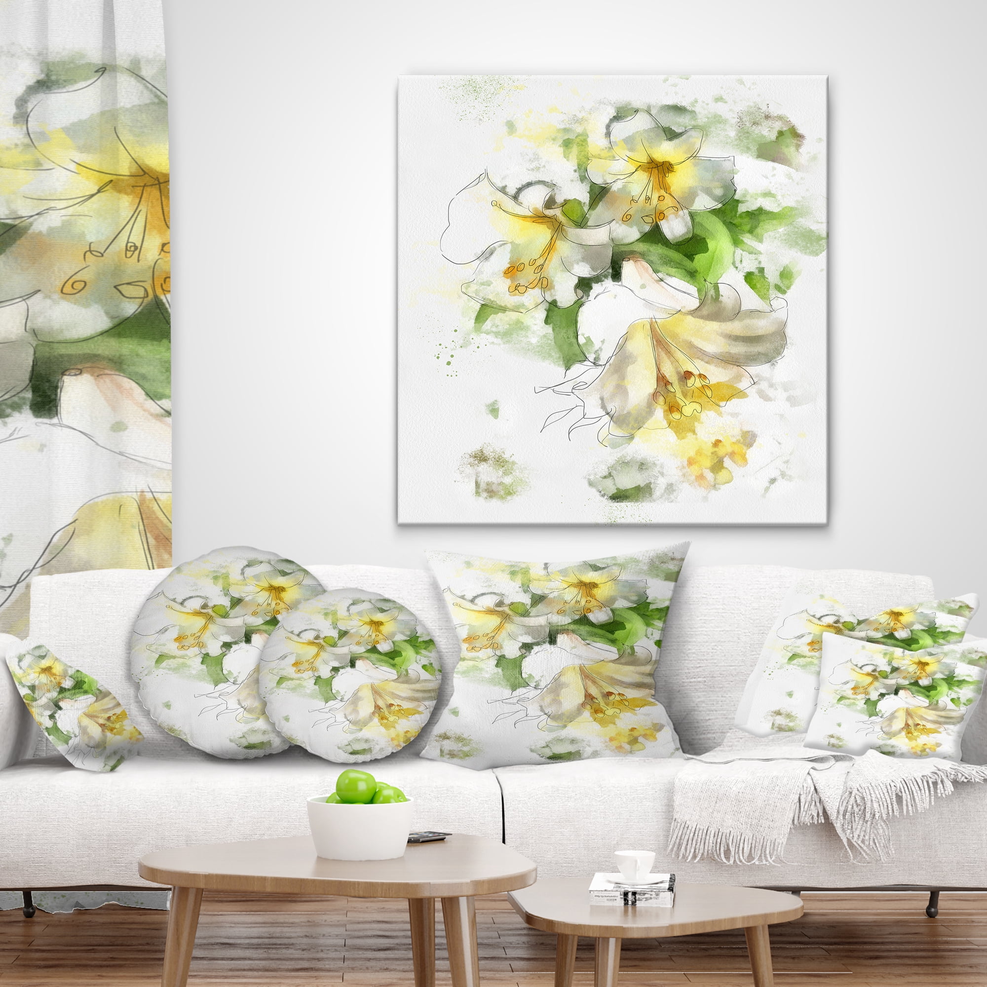 Designart Bunch of Small Flowers Watercolor - Floral Throw Pillow - 16x16