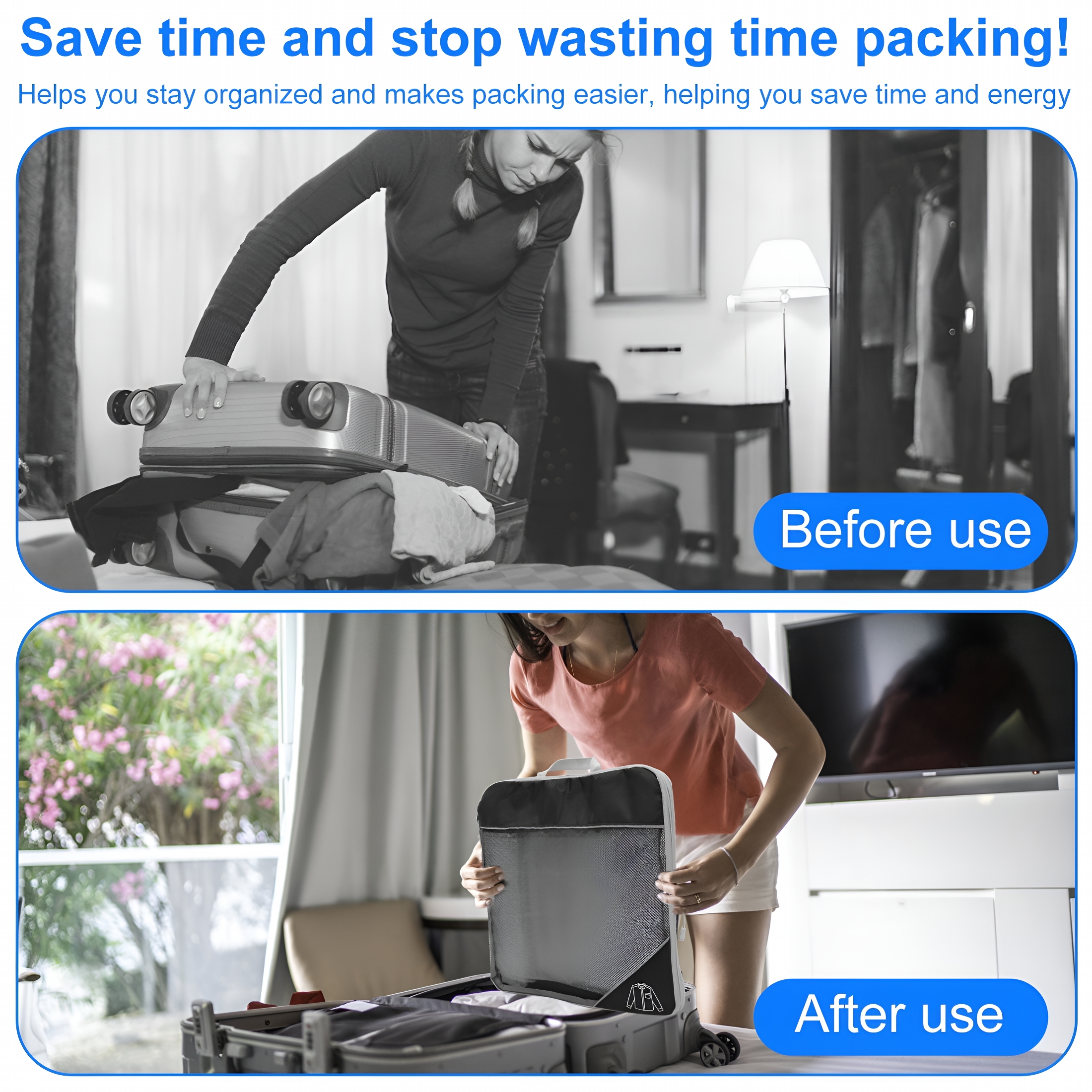 GASTROPOD 2026 New 5Pcs Compression Packing Cubes Lightweight Durable Travel Packing Cubes with Storage Bag Nylon Luggage Suitcase Organizer Bags Space Saving Packing Cubes for Travel Suitcase