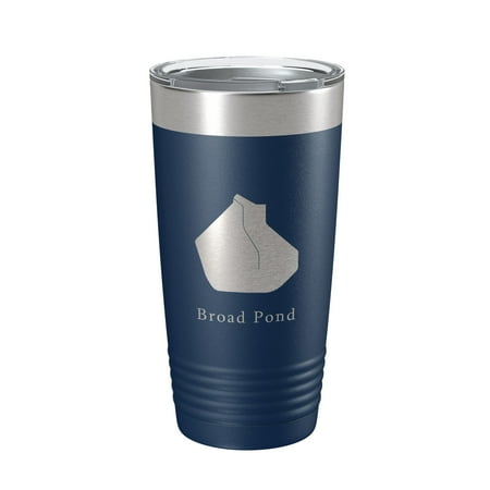 

Broad Pond Tumbler Lake Map Travel Mug Insulated Laser Engraved Coffee Cup Indiana 20 oz Navy Blue