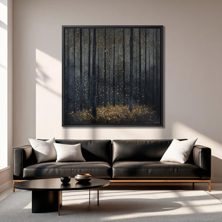 Mystical Forest Print Golden Sparks Nature Wall Art Poster Decor For Living Room Bedroom Unframed Paper Print