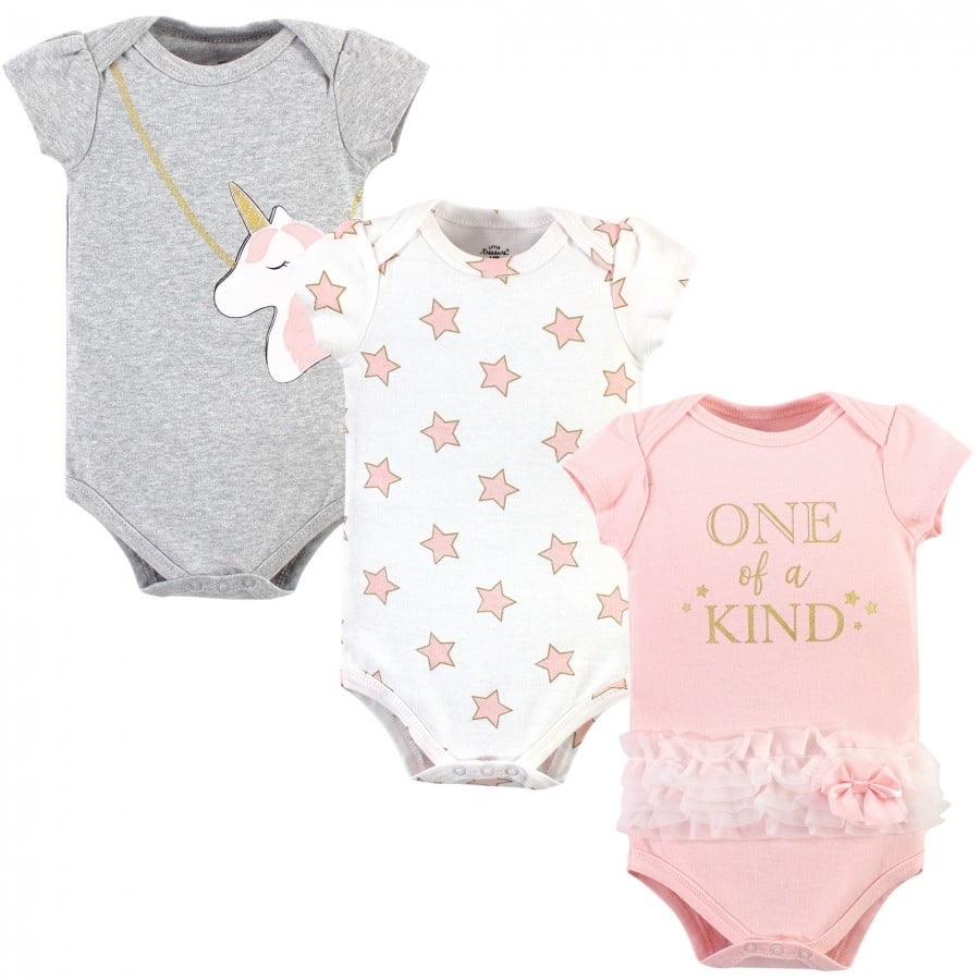 Little Treasures Little Treasure Baby Girl Cotton Bodysuits 3pk