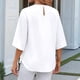 thumbnail image 4 of Blusa Informal de para Mujer, con Mangas 1/2 con Volantes, Cuello Redondo, Corte Holgado, Color , Talla L, 4 of 10
