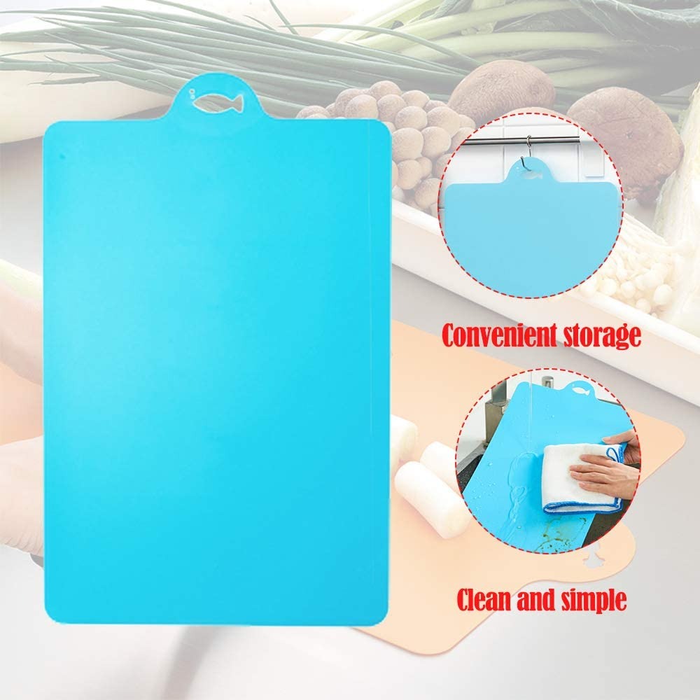 Flexible Plastic Kitchen Cutting Board Mats Set, Food Safe PP Material Dishwasher Safe double-sided Chopping Board with hanger, Beige
