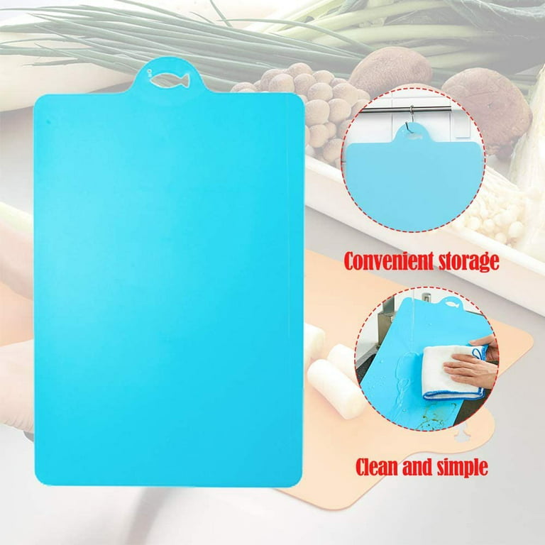 Cooler Kitchen Extra Thick Flexible Plastic Cutting Board Mats with Holes for Hanging and Food Icons & EZ-Grip Waffle Back, (Set of 4) Dishwasher Safe