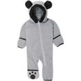 thumbnail image 2 of Boys Girls Fleece Romper Bear Hooded Footed Jumpsuit Zipper Soft Long Sleeve Onesies Fall Winter Outwear Outfits 3M-3Y, 2 of 9