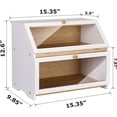 thumbnail image 5 of Double Layer Large Bread Box for Kitchen Counter, Wooden Large Capacity Bread Storage Bin (Black), 5 of 12