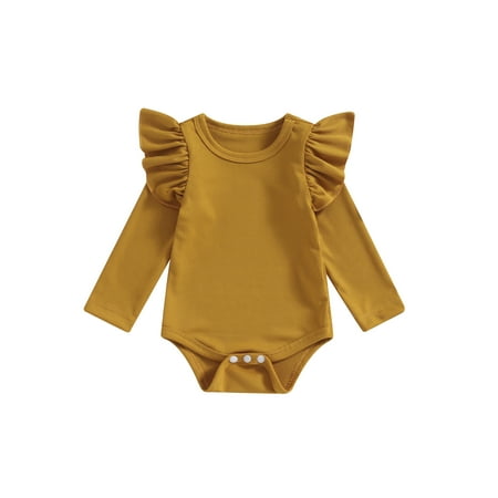

Emmababy Long Sleeve Ruffle Romper in Solid Color for Baby Girls in Autumn