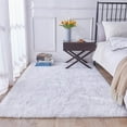 thumbnail image 2 of Softlife Stylish Soft Shaggy Velvet Carpet for Living Room/Bedroom, Fluffy Area Rugs, 4' x 5.9' , White, 2 of 6
