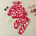 thumbnail image 5 of Likimi Toddler Girls Valentine'S Day Set Hearts Print Long Sleeve Crew Neck Pullover Pants Headbands Spring Autumn 3Pcs Outfits Set Red Size 18-24 Months, 5 of 6
