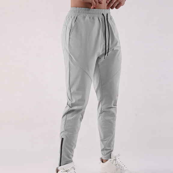 Jogger Pants for Men Tapered Slim Fit Drawstring Sweatpants Breathable Stretch Active Trousers Paneled Design Ankle Zipper Workout Outfits