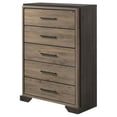 thumbnail image 6 of Pemberly Row Farmhouse 5-Drawer Farmhouse Wood Chest in Brown and Light Taupe, 6 of 14