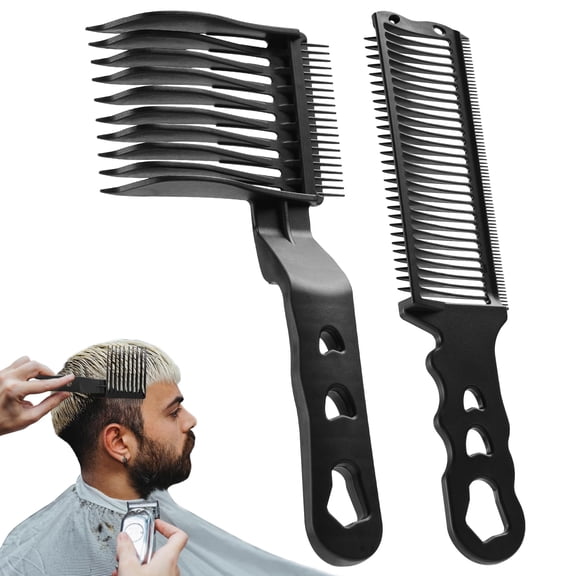 2 Pcs Fade Comb Set, Barber Blending Comb for Hair Clippers, Professional Fading Comb for Home and Salon Use, Black