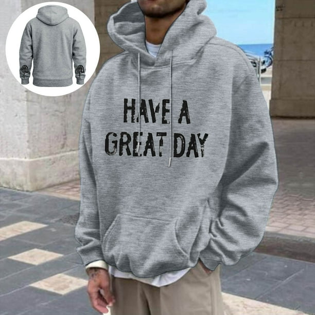 MHFRRA Sudadera con Capucha Gráfica Divertida, Informal, Cómoda y con Estampado de Letras para Uso Diario y Actividades Al Aire Libre Gris