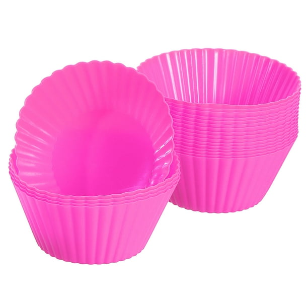 18Pcs Tazas de Silicona para Cupcakes, Forro Antiadherente para Muffins, para Cocinar Huevos, Molde para Hornear Muffins y Pasteles Rojo Rosa