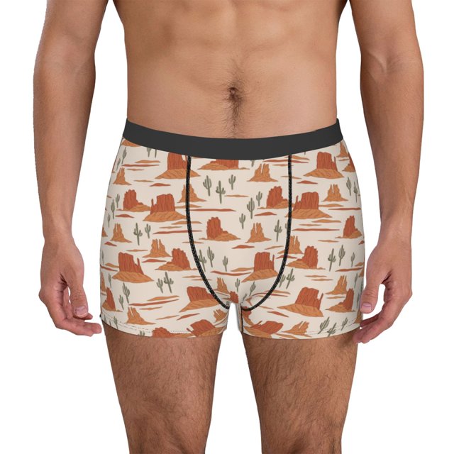 Fotbe Western Desert Nature Landscape Calzoncillos Tipo Boxer con Bolsa de Soporte Total para Hombre, X-Temp Fresco, Transpirable y de Secado Rápido-Large