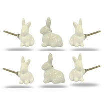 Set of Six Ceramic Rabbit Cabinet Knobs by Trinca Ferro