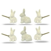 Set of Six Ceramic Rabbit Cabinet Knobs by Trinca Ferro