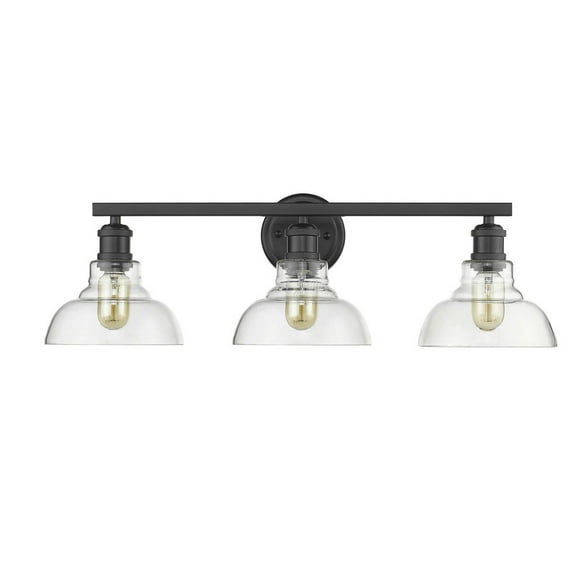 Yep by Golden Lighting Carver 3-light Vanity in Matte Black and Clear Glass