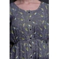 thumbnail image 6 of Bimba Gray Blue Berries & Flowerpecker Bird Women Tunic Top Long Sleeve Button Down Print Short Causal Dress-XXX-Large, 6 of 7