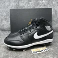 thumbnail image 1 of N I-K-E A i r-Jor-dan 1 Mid Metal Baseball Cleats Mens Sz 9.5 Black White AV5355-001, 1 of 6
