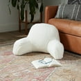 thumbnail image 2 of Sherpa Fleece Bed Rest Pillow with Removable Cover, Snow, 2 of 5