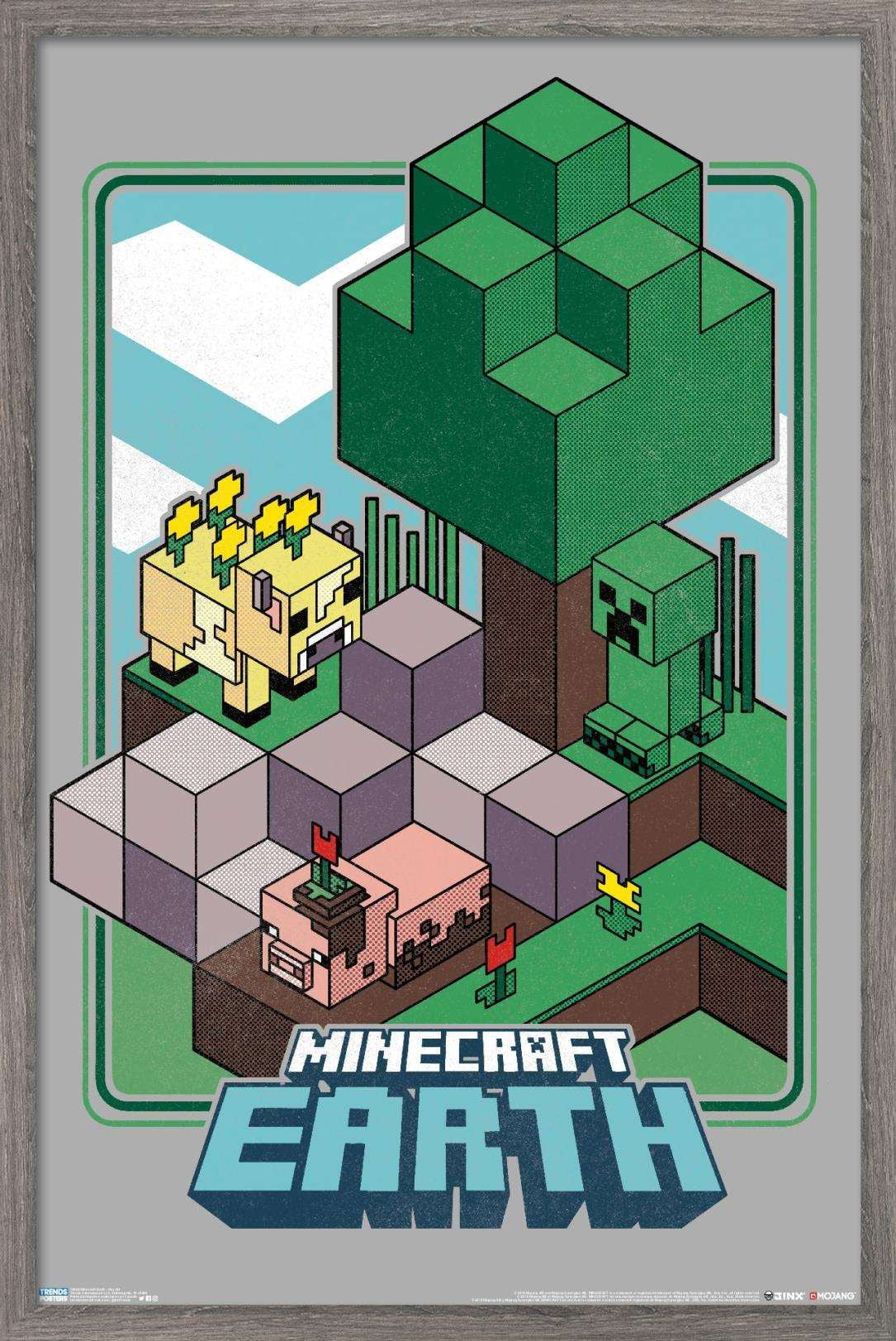 Minecraft Earth Key Art Wall Poster, 22.375" x 34", Framed