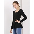thumbnail image 4 of Top Allegra K Manga Larga Cuello Redondo Peplum Negro XL, 4 of 6