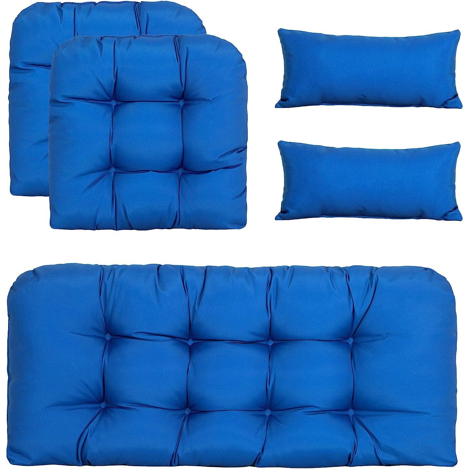 Bilot Outdoor Cushions Loveseat All Weather Chair Cushions Bench Cushions Set of 5 Wicker Tufted
