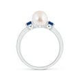 thumbnail image 2 of ANGARA Japanese Akoya Cultured Pearl & Blue Sapphire Engagement Ring in 14K White Gold for Women | June Birthstone, Birthday, Anniversary, Jewelry Gift for Women | Pearl Ring, 2 of 8