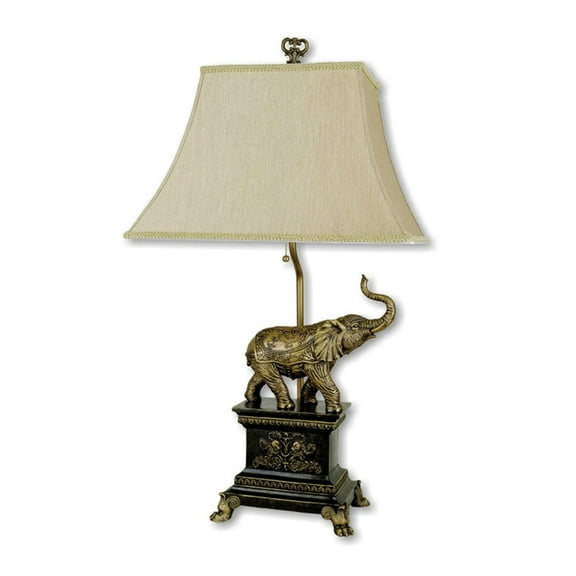 ORE International Elephant Table Lamp, Antique Gold