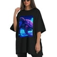 thumbnail image 4 of Plus Size Shirt for Women Black Tops for Women Short Sleeves Shirt for Women Turtle T Shirt Oversized Shirt for Women S, 4 of 5