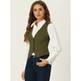 thumbnail image 2 of DARING DIVA Women's Sleeveless V Neck Casual Waistcoat Vest Jacket M Army Green, 2 of 6