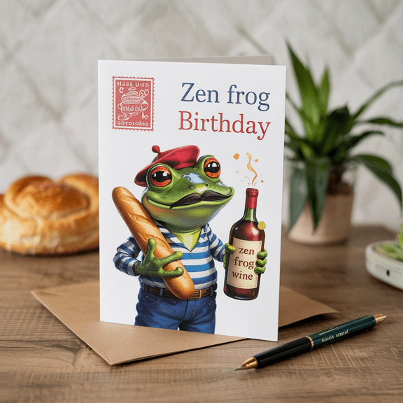 Zen Frog Birthday Greeting Card - Fun and Humorous with Envelope - Perfect for Celebrating Birthdays