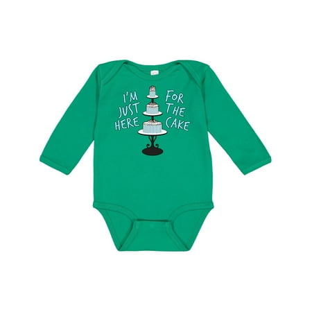 

Inktastic I m Just Here for the Cake Funny Wedding Gift Baby Boy or Baby Girl Long Sleeve Bodysuit