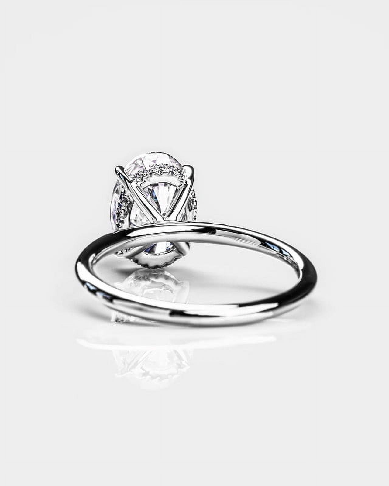 solitaire jewels 1.7CT Oval Moissanit Hidden Halo Engagement Ring For Women, 14K White Gold