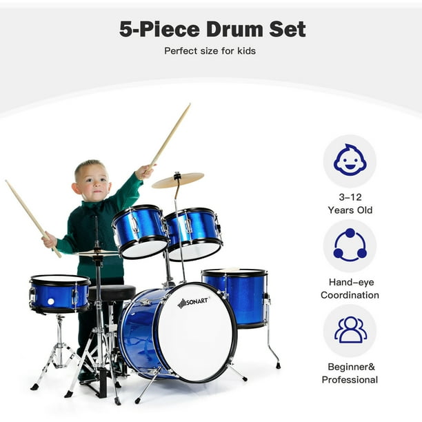 Ensemble de batterie pour enfants - Instruments de musique pour tout-petits  de 3 à 5 ans - Cadeau d'anniversaire pour garçons et filles de 3, 4, 5 ans