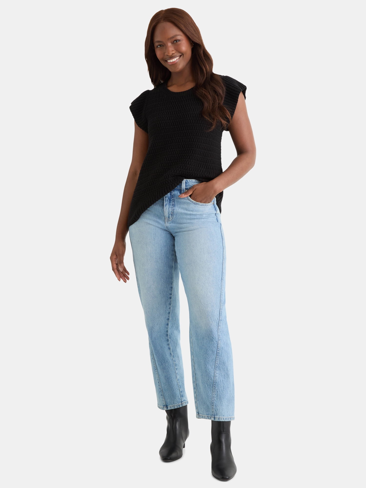 Time and Tru Flutter Sleeve Sweater, Size XS-XXXL - Walmart.com