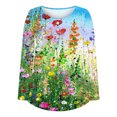 thumbnail image 4 of ICHUANYI Clearance Fashion Woman Long Sleeve Round Neck Printing Blouse Autumn Causal Pullover Button Tops(Green, M) ICHUANYI WER2023081201801, 4 of 7