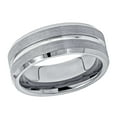 thumbnail image 2 of Grooved Center Tungsten Ring Men's Beveled Edge Tungsten Carbide Wedding Band Anniversary Ring - TN141s11, 2 of 3