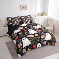 thumbnail image 2 of Homewish Halloween Ghost Twin Bedding for Kids Girls, Wildlife Autumn Floral Bedding Comforter Set, Black Reversible, 7-Piece, 2 of 7