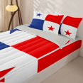 thumbnail image 3 of Manfei Panama Flag Zipper Queen Comforter Set with Fitted Sheet and 2 Pillowcases,Patriotic Theme Art Zipper Bedding Set,Red Blue White,Light Gray Reversible,4pcs, 3 of 8