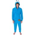 thumbnail image 2 of Sesame Street Adult Unisex Cookie Monster Costume Sherpa One-Piece Union Suit Pajama Onesie For Men And Women, 2 of 7