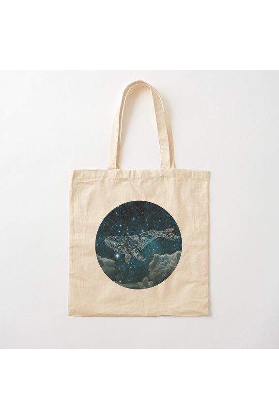 Space Whale Constellation Canvas Tote Bags, Reusable Shopping Bag