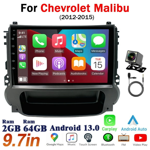 iSpchen Android 13 Car Stereo Radio for Chevy Chevrolet Malibu 2011-2015 Built-in Wireless CarPlay Android Auto, 9in Head Unit with GPS Navigation Bluetooth WiFi FM SWC   Backup Camera